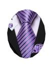 Conjunto de gravatas Barry.Wang Lavender Silk 150 cm em tecido listrado