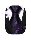 Conjunto de gravatas Barry.Wang Silk Woven 150 cm com listras roxas