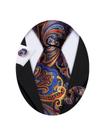 Conjunto de gravatas Barry.Wang Wedding Party Paisley Orange Silk Conjunto de gravatas Barry.Wang Wedding Party Paisley Orange Silk