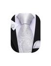 Conjunto de gravatas Barry.Wang White Paisley Silk 160 cm Conjunto de gravatas Barry.Wang White Paisley Silk 160 cm