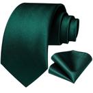 Conjunto de gravatas DiBangu Solid Emerald Green Silk para homens