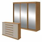 Conjunto de Guarda-roupa 3 Portas 3 Gavetas Saion Plus Super Glasse Cômoda Vedra Conjunto de Guarda-roupa 3 Portas 3 Gavetas Saion Plus Super Glasse Cômoda Vedra