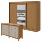 Conjunto de Guarda-roupa 3 Portas 4 Gavetas Nice com Espelho e Cômoda Maggiore New