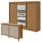 Conjunto de Guarda-roupa 3 Portas 4 Gavetas Nice com Espelho e Cômoda Maggiore New