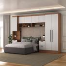 Conjunto de Guarda-Roupa Modulado 5 Peças 7 Portas 6 Gavetas Viena Yescasa Branco/Nogal