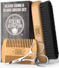 Conjunto de higiene, escova natural de cerdas de javali Viking Revolution e pente de madeira de pera para homens