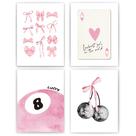 Conjunto de impressões de arte de parede okaxscm Pink Coquette Preppy 30x40cm x4