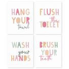 Conjunto de impressões de pôsteres HRQKO Pink Wash Your Hands for Bathroom