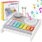 Conjunto de Instrumentos Musicais Keamaidy Kids Drum 5 em 1 com Piano