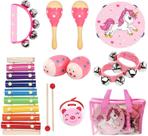 Conjunto de instrumentos musicais MAXZONE, 12 unidades para crianças com bolsa rosa