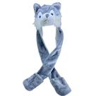 Conjunto de inverno: chapéu, cachecol e luvas Grey Husky Dog para adultos