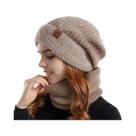 Conjunto De Inverno Com Gorro De Lã Quente E Cachecol De Veludo, Dois Peças, Gorro De Acrílico