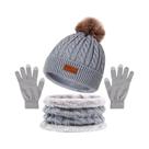 Conjunto de Inverno Feminino: Chapéu, Cachecol e Luvas com Bola de Pele Sintética