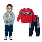 Conjunto de Inverno Masculino 4 Peças 2 Conjuntos Blusa Estampada e Calça Lisa Conjunto de Inverno Masculino 4 Peças 2 Conjuntos Blusa Estampada e Calça Lisa