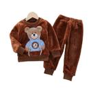 Conjunto De Inverno Para Bebê Menino: Jaqueta De Pelúcia Com Capuz E Calça (2 Peças) - Roupa Casual