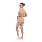Conjunto de jaleco fechado e bermuda para copeira, arrumadeira, cuidadora, babá Cor:BegeTamanho:XG