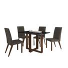 Conjunto de Jantar 185/25 - Mesa com Tampo de Vidro e 4 Cadeiras em Veludo - Zamarchi