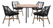 Conjunto De Jantar 5 Pecas Rattan Preto Cadeiras E Mesa