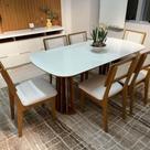 Conjunto de Jantar 6 Lugares Mesa 1,80m em MDF e Base Ripada Conjunto de Jantar 6 Lugares Mesa 1,80m em MDF e Base Ripada