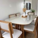 Conjunto de Jantar 6 Lugares Mesa Tampo em Vidro 1,80m Dalla