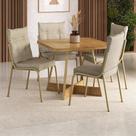 Conjunto de Jantar California 4 Lugares MDP Dourado Móveis Carraro