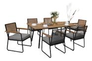 Conjunto De Jantar Cordas 7 Pecas Com 6 Cadeiras E Mesa