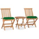 Conjunto de jantar de jardim vidaXL dobrável de 3 peças, madeira de teca, verde