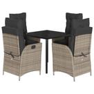 Conjunto de jantar de pátio Casafoyer Grey Poly Rattan, 3 peças com almofadas