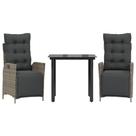 Conjunto de jantar de pátio Casafoyer Grey Poly Rattan 3 peças