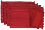 Conjunto de Jantar DII Tango Vermelho com 8 Peças de Jogos Americanos de Algodão
