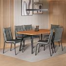 Conjunto de Jantar Dublin 6 Lugares MDP Cadeiras Estofadas Preto Móveis Carraro Conjunto de Jantar Dublin 6 Lugares MDP Cadeiras Estofadas Preto Móveis Carraro