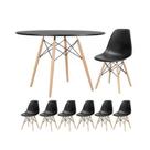 Conjunto De Jantar Eames: Mesa Redonda 100cm Preta + 6 Cadeiras Eiffel Dsw Pretas Conjunto De Jantar Eames: Mesa Redonda 100cm Preta + 6 Cadeiras Eiffel Dsw Pretas