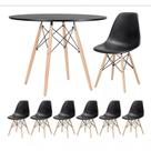Conjunto De Jantar Eiffel: Mesa 120cm Preta E 6 Cadeiras Dkr - Design E Estilo Conjunto De Jantar Eiffel: Mesa 120cm Preta E 6 Cadeiras Dkr - Design E Estilo