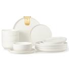 Conjunto de jantar EWFEN de 12 peças em cerâmica branca tipo stoneware
