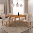 Conjunto de Jantar Liz 4 Lugares Tampo MDF Cadeiras em Veludo Creme 120CM Moderna Conjunto de Jantar Liz 4 Lugares Tampo MDF Cadeiras em Veludo Creme 120CM Moderna
