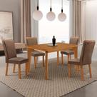 Conjunto de Jantar Liz 4 Lugares Tampo MDF Cadeiras em Veludo Creme 120CM Moderna Conjunto de Jantar Liz 4 Lugares Tampo MDF Cadeiras em Veludo Creme 120CM Moderna