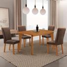 Conjunto de Jantar Liz 4 Lugares Tampo MDF Cadeiras em Veludo Marrom 120CM Moderna Conjunto de Jantar Liz 4 Lugares Tampo MDF Cadeiras em Veludo Marrom 120CM Moderna