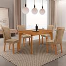 Conjunto de Jantar Liz 4 Lugares Tampo MDF com Cadeiras Estofadas 120CM Moderna Conjunto de Jantar Liz 4 Lugares Tampo MDF com Cadeiras Estofadas 120CM Moderna