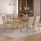 Conjunto de Jantar Madrid 6 Lugares MDP Dourado 160CM Móveis Carraro Conjunto de Jantar Madrid 6 Lugares MDP Dourado 160CM Móveis Carraro