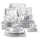 Conjunto de Jantar MALACASA Flora 30 Peças em Porcelana Cinza Conjunto de Jantar MALACASA Flora 30 Peças em Porcelana Cinza