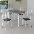 Conjunto de Jantar Mesa 100x60cm Tampo de Granito Topázio com 4 Cadeiras Sara Yescasa