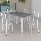 Conjunto de Jantar Mesa 120x75cm Tampo de Granito Topázio com 4 Cadeiras Sara Yescasa