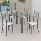 Conjunto de Jantar Mesa 120x75cm Tampo de Vidro Incolor com 4 Cadeiras Sara Yescasa