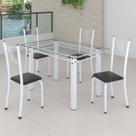 Conjunto de Jantar Mesa 120x75cm Tampo de Vidro Incolor com 4 Cadeiras Sara Yescasa