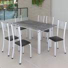 Conjunto de Jantar Mesa 140x75cm Tampo de Granito Topázio com 6 Cadeiras Sara Yescasa