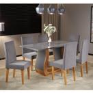 Conjunto de Jantar Mesa 160x80cm Tampo Vidro/mdf Livia com 6 Cadeiras Venus
