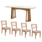 Conjunto de Jantar Mesa 1,80m MDF e Base Ripada + 4 Cadeiras