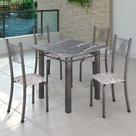 Conjunto de Jantar Mesa 70x70cm Tampo de Granito Topázio com 4 Cadeiras Sara Yescasa