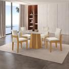 Conjunto de Jantar Mesa Áustria 0,90cm X 0,90cm Tampo Mdf/vidro com 4 Cadeiras Mônaco Yescasa