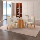 Conjunto de Jantar Mesa Áustria 0,90x0,90 Tampo MDF/Vidro com 4 Cadeiras Catar Yescasa Marrom/Castanho/Creme/Off White Conjunto de Jantar Mesa Áustria 0,90x0,90 Tampo MDF/Vidro com 4 Cadeiras Catar Yescasa Marrom/Castanho/Creme/Off White